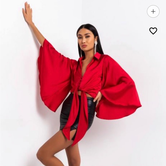 NEW AKIRA RED SATIN TOP, S - Picture 1 of 5